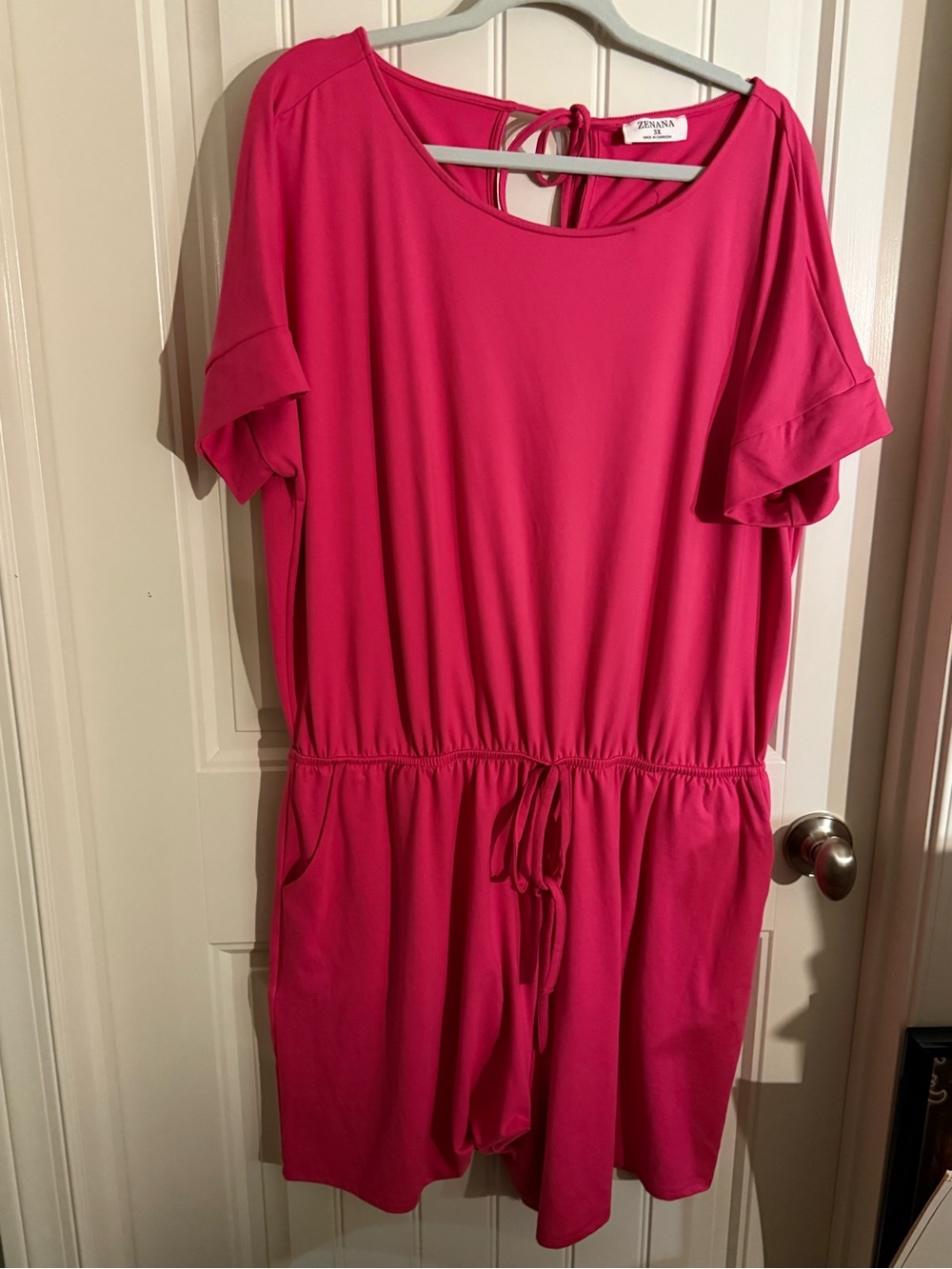 Women's Fuchsia Short Sleeve Romper